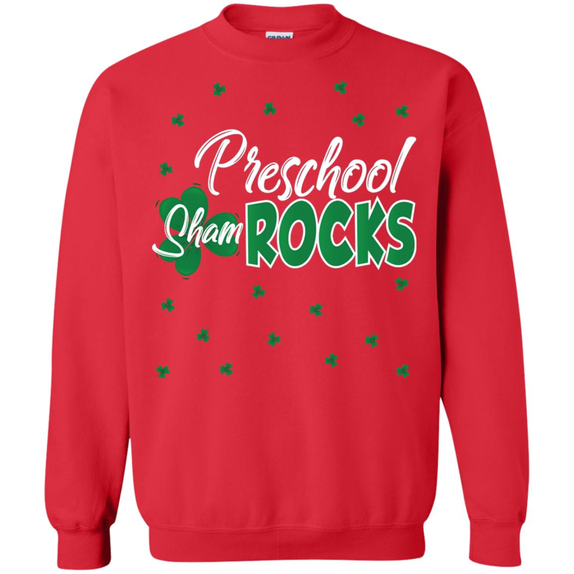Preschool Shamrocks St. Patrick_s Day School T-shirt Red