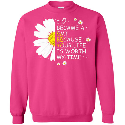 I Became A Emt Because Your Life Is Worth My Life Shirt Heliconia