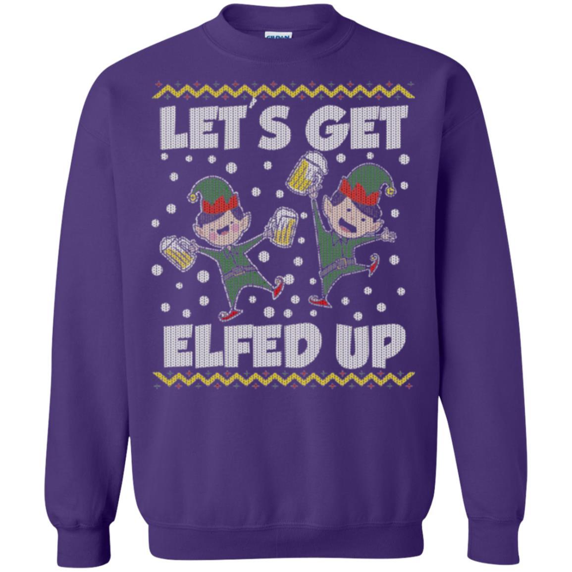 Christmas T-shirt Let's Get Elfed Up Purple