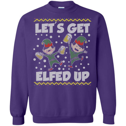 Christmas T-shirt Let's Get Elfed Up Purple
