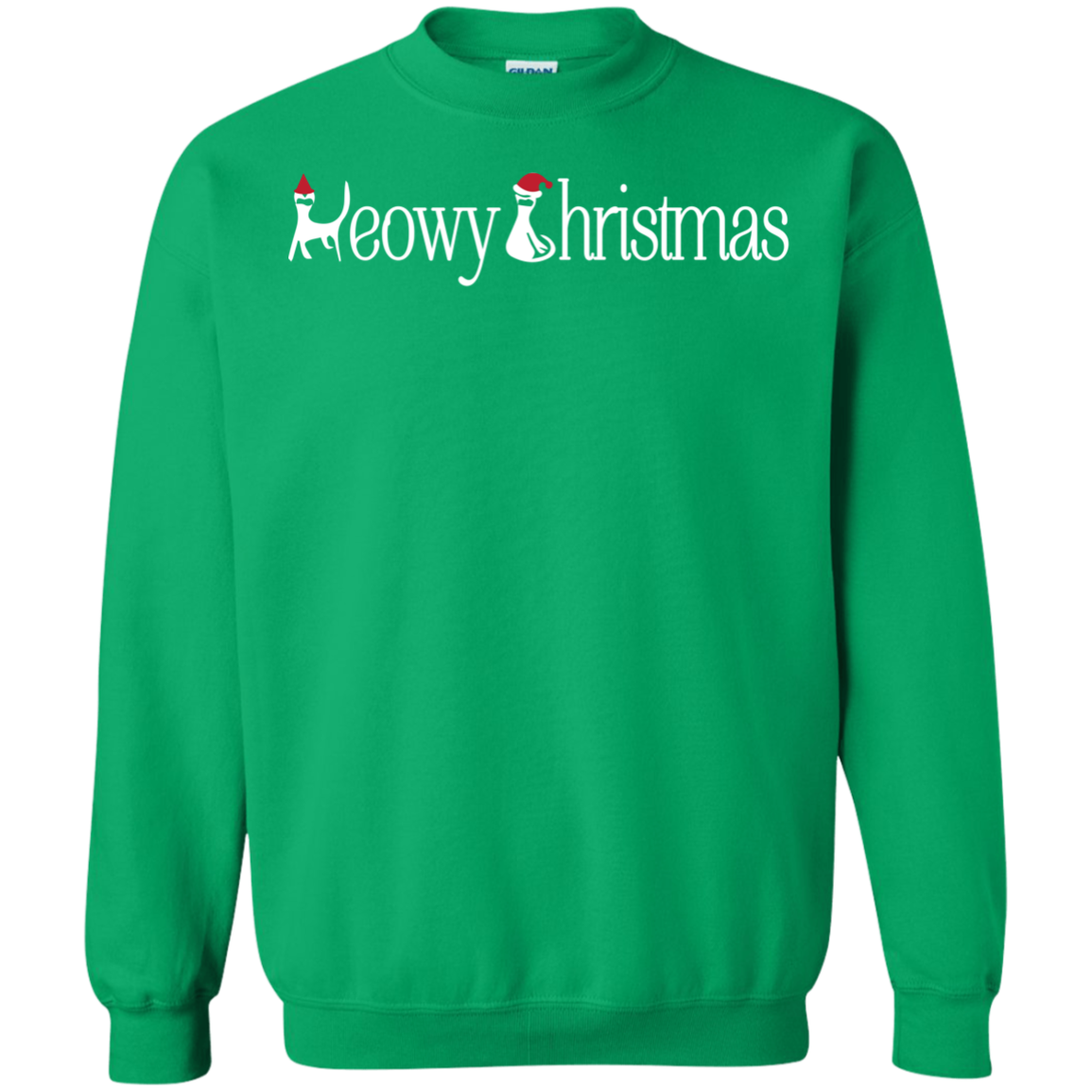 Christmas T-shirt Meowy Christmas Irish Green