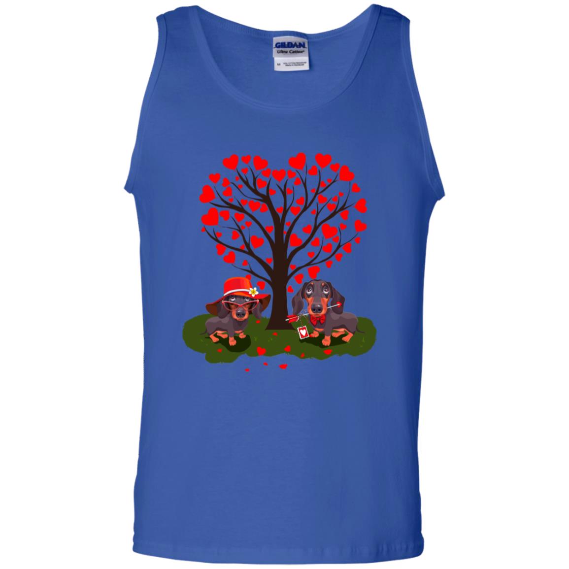 Valentine Dachshund Couple Heart Tree Shirt Royal