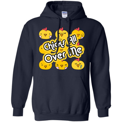 Chicks All Over Me Funny Chickens Shirt For Easter Day Navy