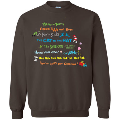 Read Across America Day T-shirt Dr. Seuss Book Title T-shirt Dark Chocolate