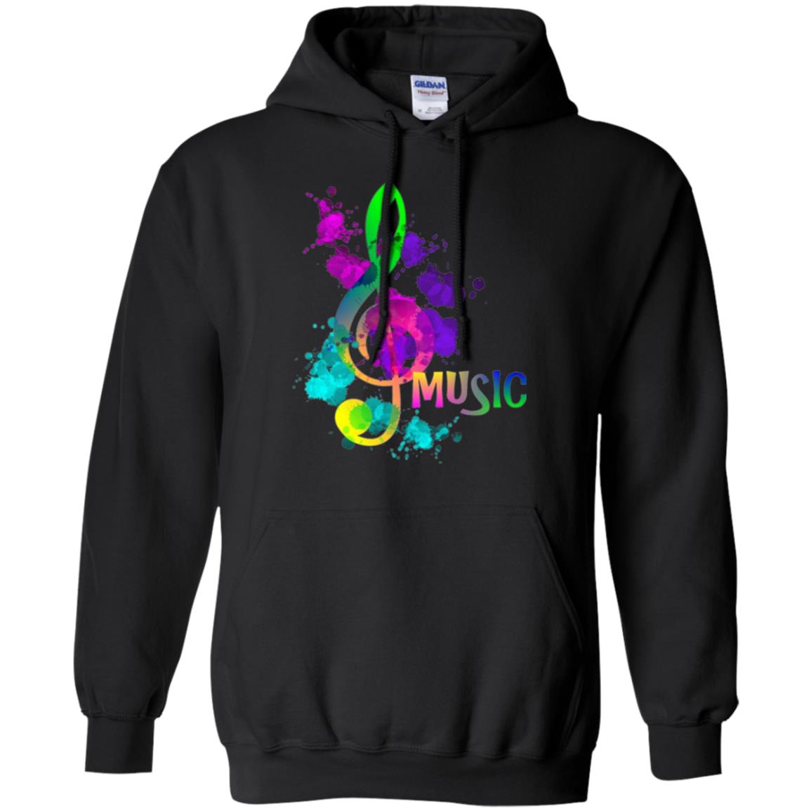 Funky Colorful Music Treble Clef Musican T-shirt Black