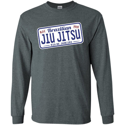 Funny Jiu Jitsu Bjj License Plate T-shirt Dark Heather