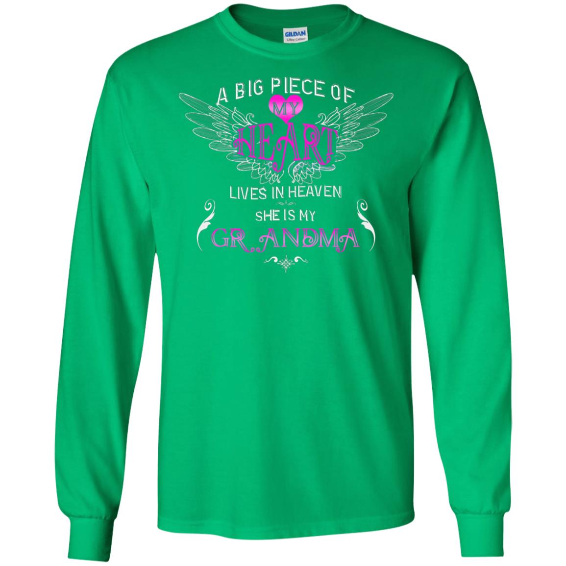 A Big Piece Of My Heart Lives In Heaven She Is My Grandma Grandchildren Gift Shirt Irish Green