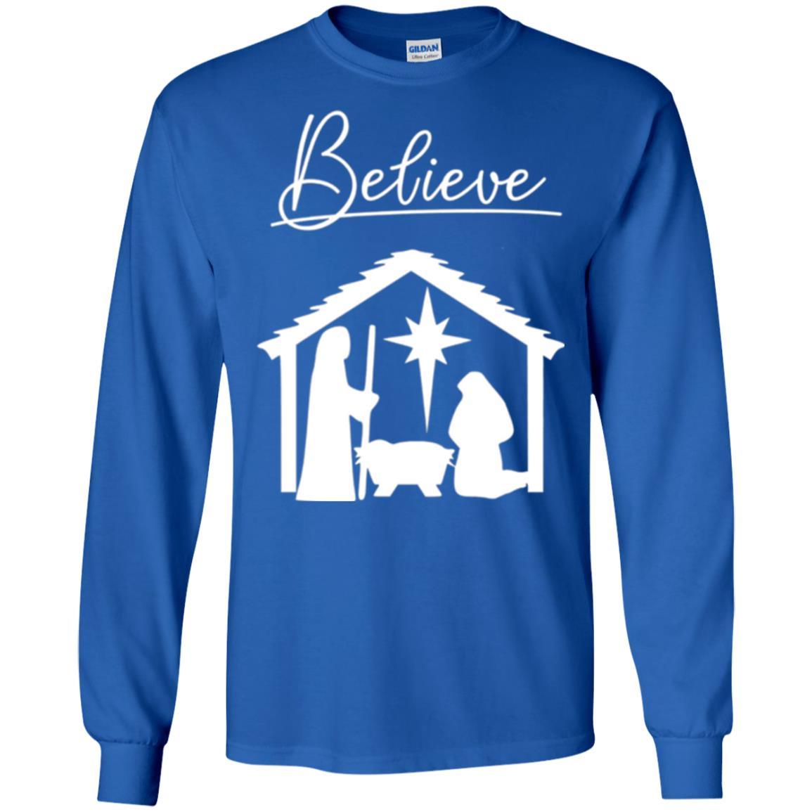 Christian Christmas T-shirt Believe Jesus Celebrate Royal
