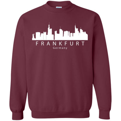 Frankfurt Germany Skyline T-shirt Maroon