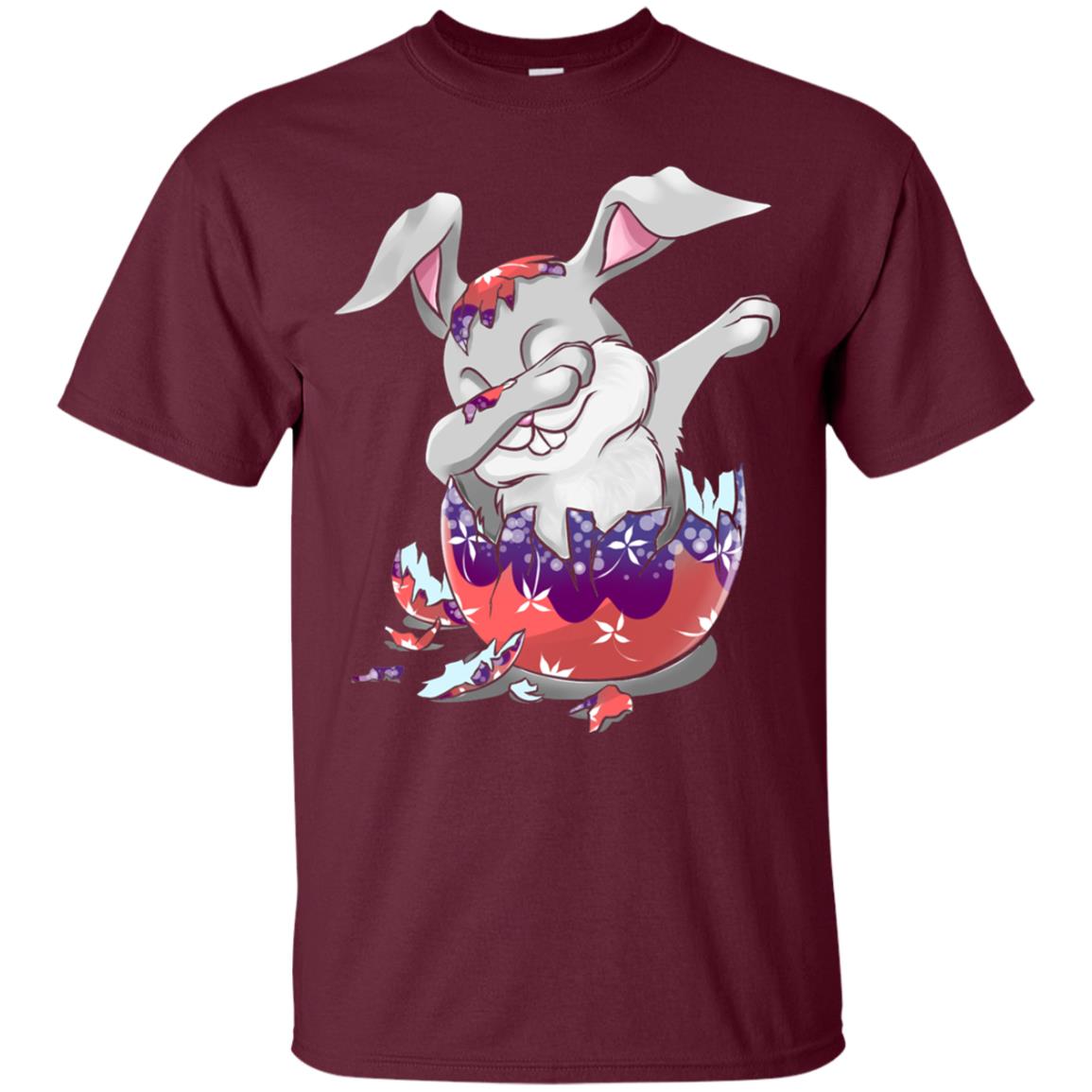 Funny Dabbing Bunny T-shirt For Kids Easter Gift Maroon