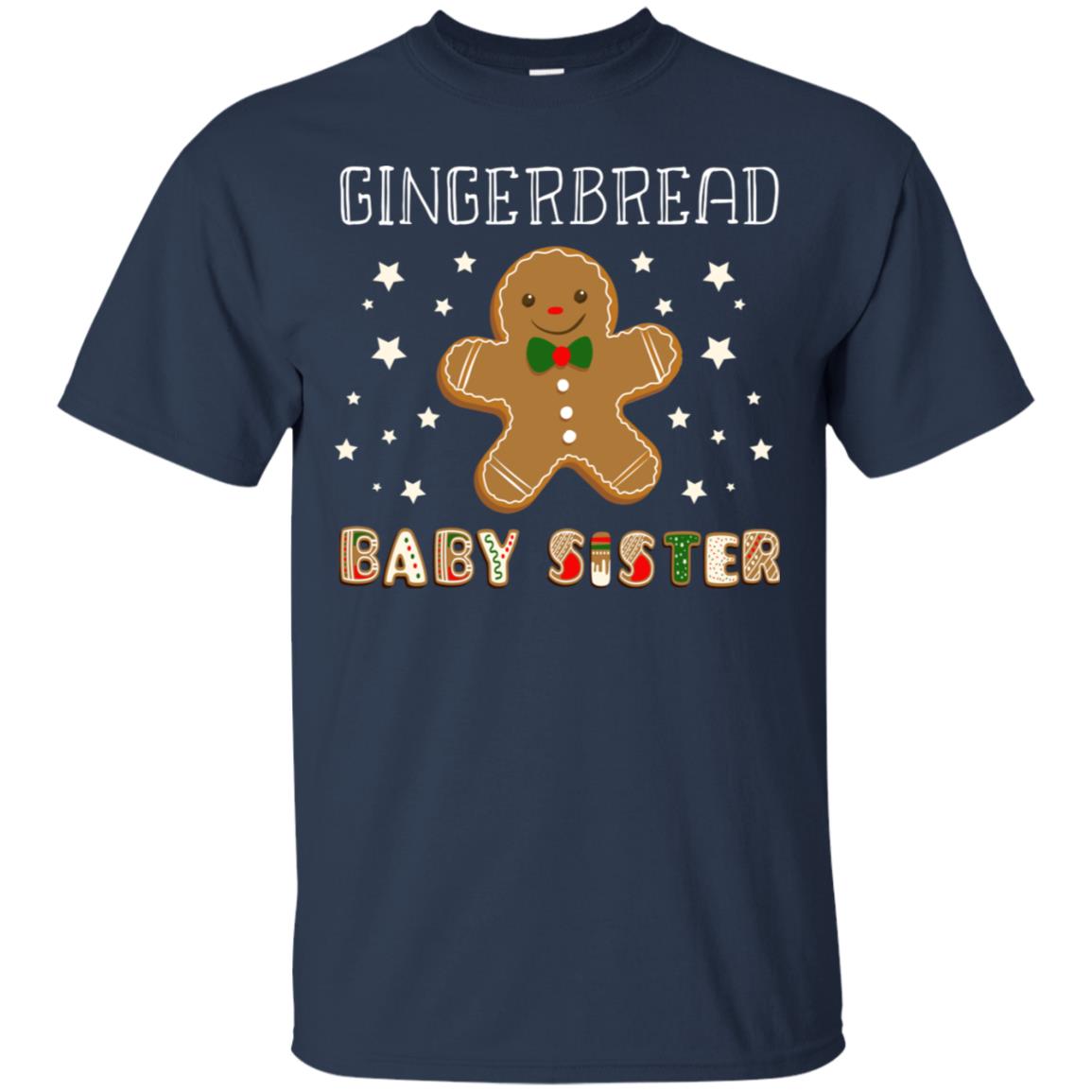 Gingerbread Baby Sister X-mas Gift Family Shirt For Girls Navy