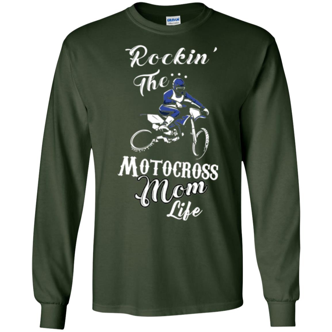 Rocking The Motocross Mom Life Mommy T-shirt Forest Green