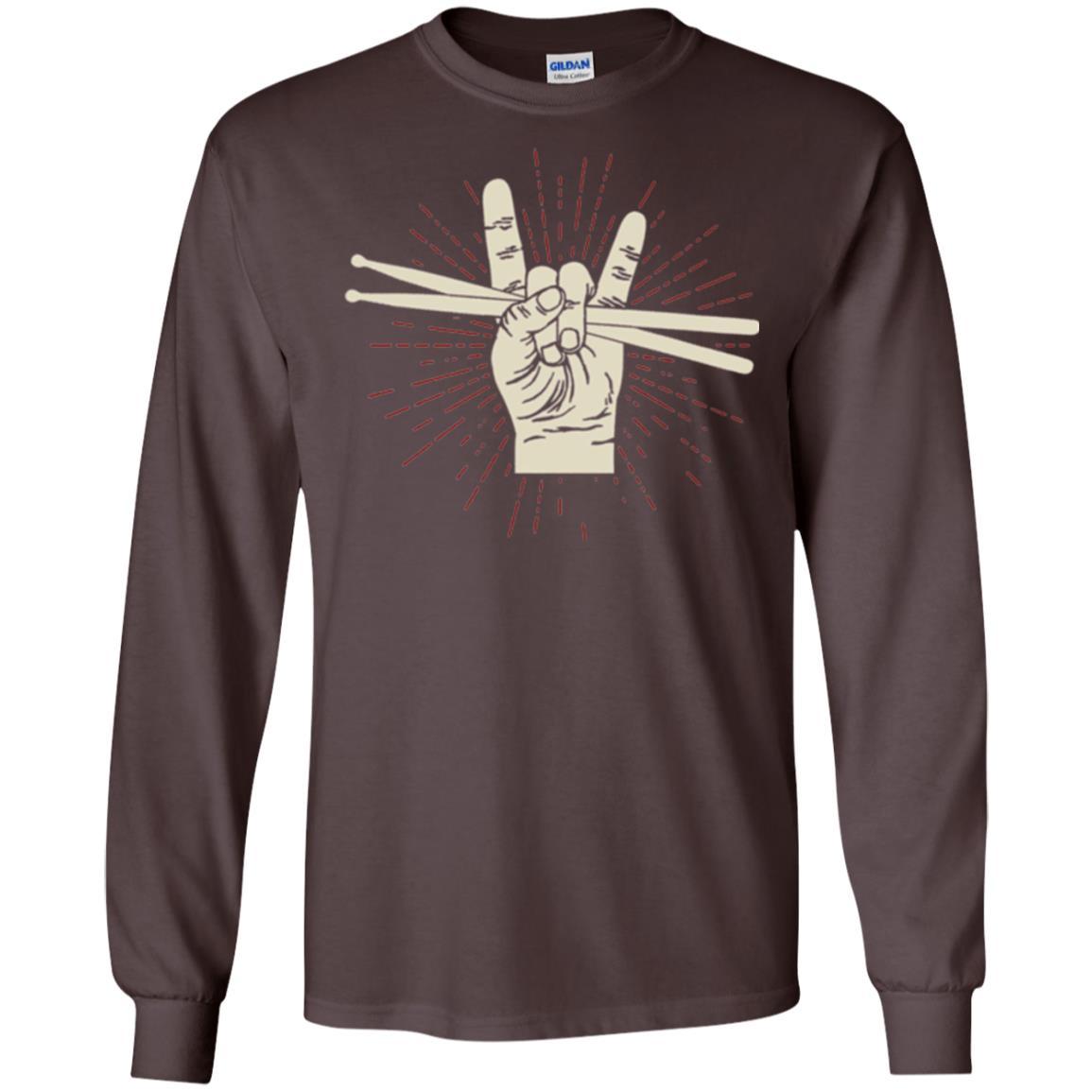 Drummer T-shirt Drumsticks Percussion Rock Dark Chocolate