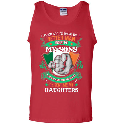 He Sent Me My Sons He Sent Me My Daughters Saint Patrick's Day Shirt For Dad Red
