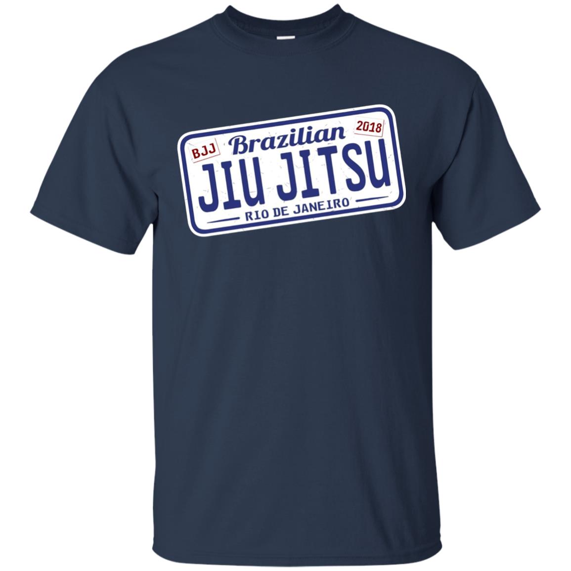 Funny Jiu Jitsu Bjj License Plate T-shirt Navy