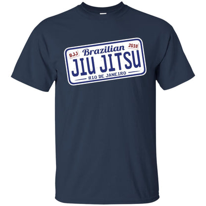 Funny Jiu Jitsu Bjj License Plate T-shirt Navy