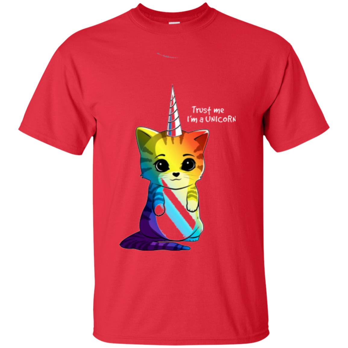 Cat Lovers T-shirt Caticorn Rainbow Trust Me I_m A Unicorn Red
