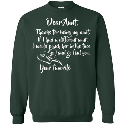 Family T-shirt Dear Aunt Thanks For Being My Aunt Forest Green