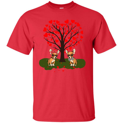 Valentine Chihuahua Couple Heart Tree Shirt Red