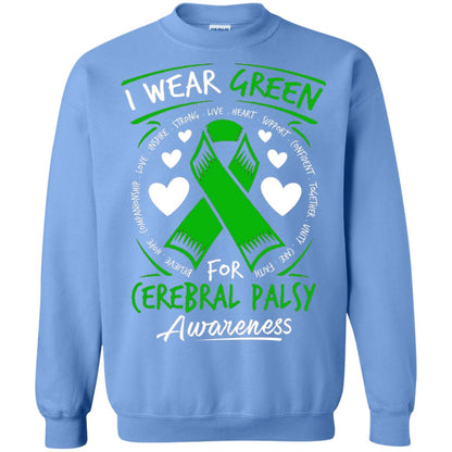 Cerebral Palsy Awareness T-shirt I Wear Green Carolina Blue