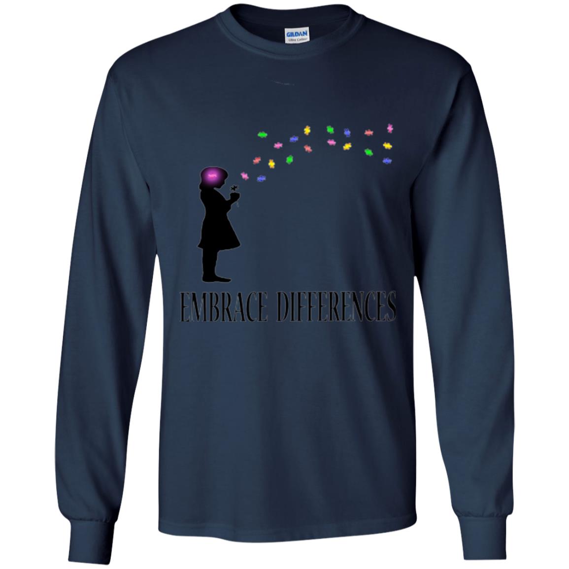 Autism Awareness T-shirt Embrace Differences T-shirt Navy
