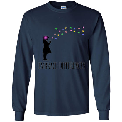 Autism Awareness T-shirt Embrace Differences T-shirt Navy