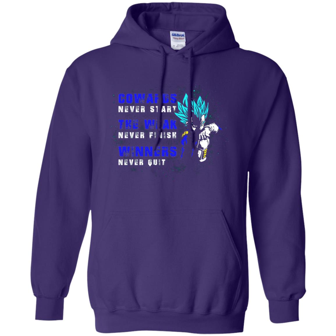 Cowards Never Start The Weak Never Finish Comic T-shirt Purple