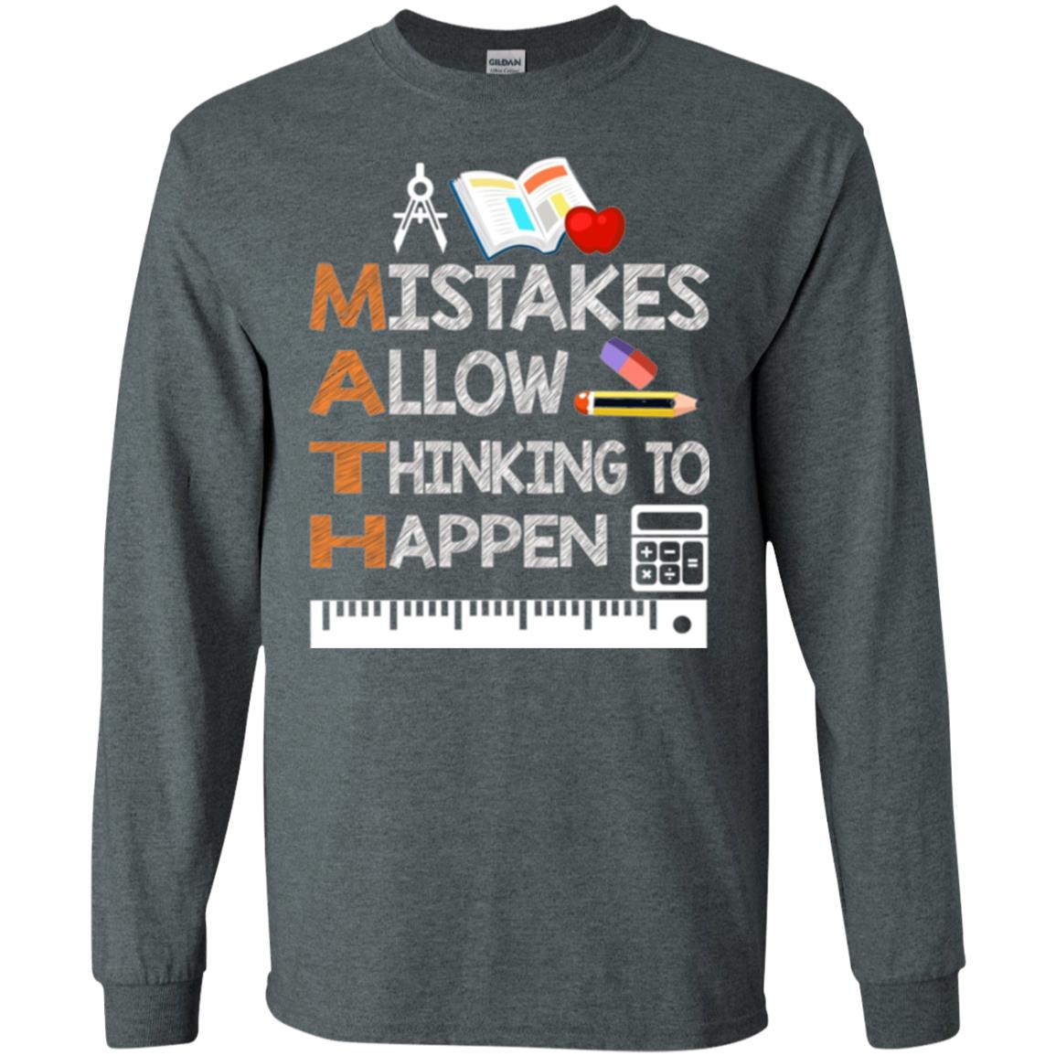 Math Lover T-shirt Mistakes Allow Thinking To Happen Dark Heather