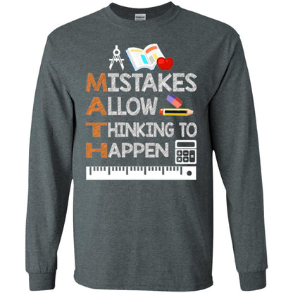 Math Lover T-shirt Mistakes Allow Thinking To Happen Dark Heather