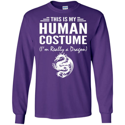 Dargon T-shirt This Is My Human Costume I_m Really A Dragon Purple