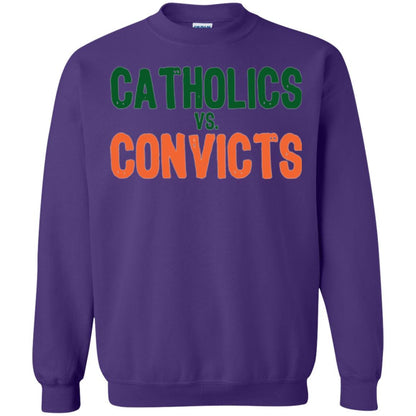 Football T-shirt Distressed Catholics Vs. Convicts 1988 Classic Purple
