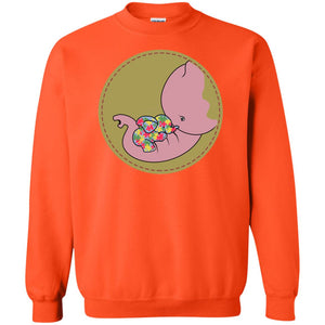 Elephant Mom And Baby Autism Awareness ShirtG180 Gildan Crewneck Pullover Sweatshirt 8 oz.