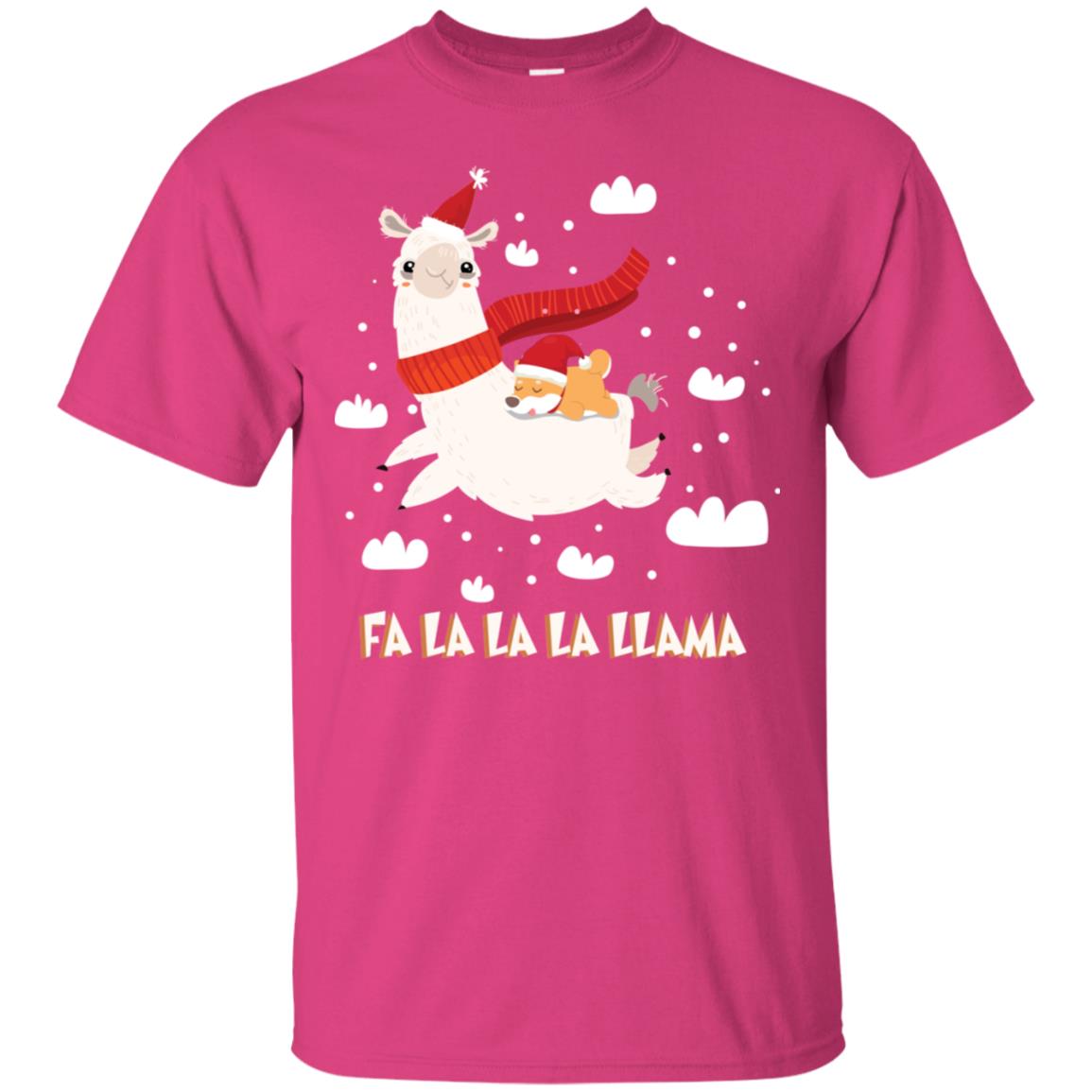 Fa La La La Llama With Shiba Inu X-mas Gift Shirt Heliconia