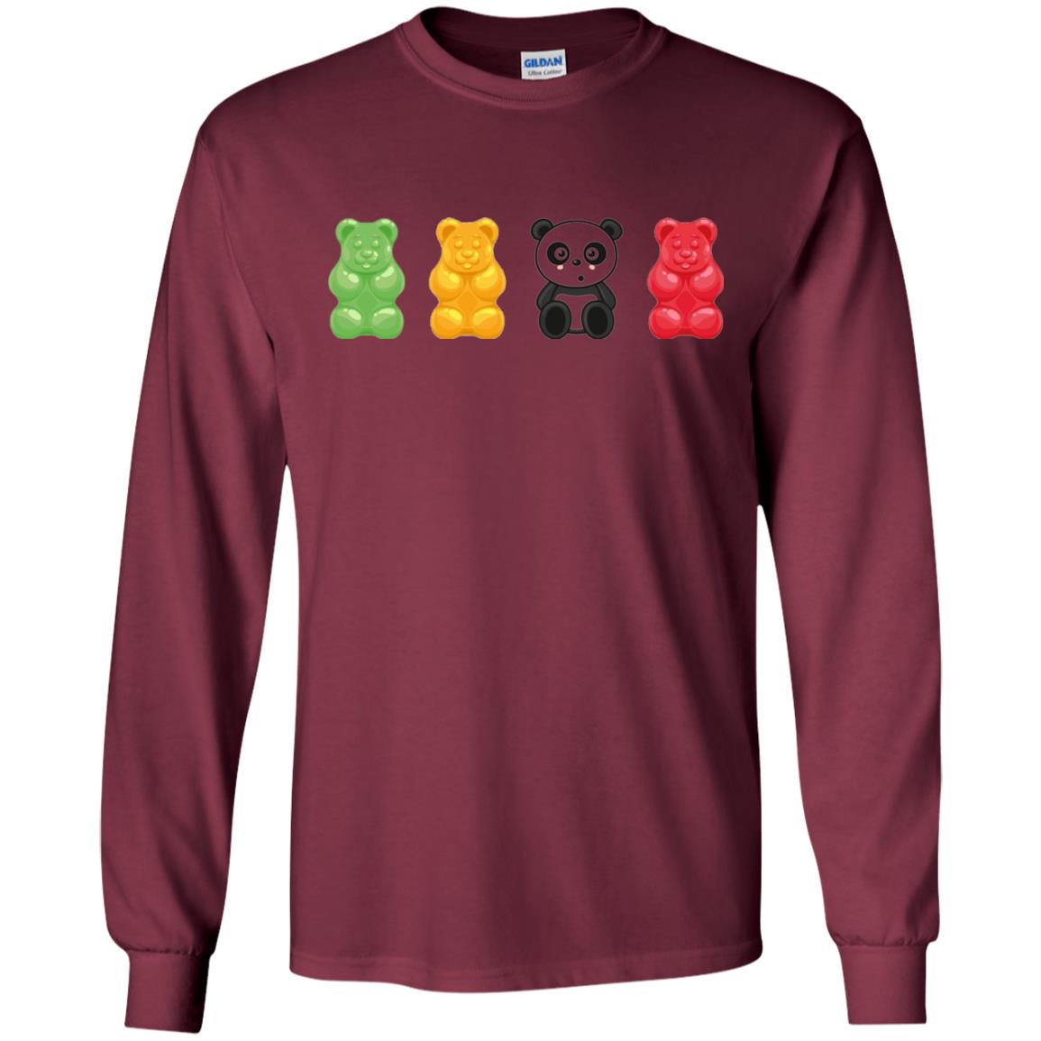Bear Lover T-shirt Cute Panda Candy Bear Maroon