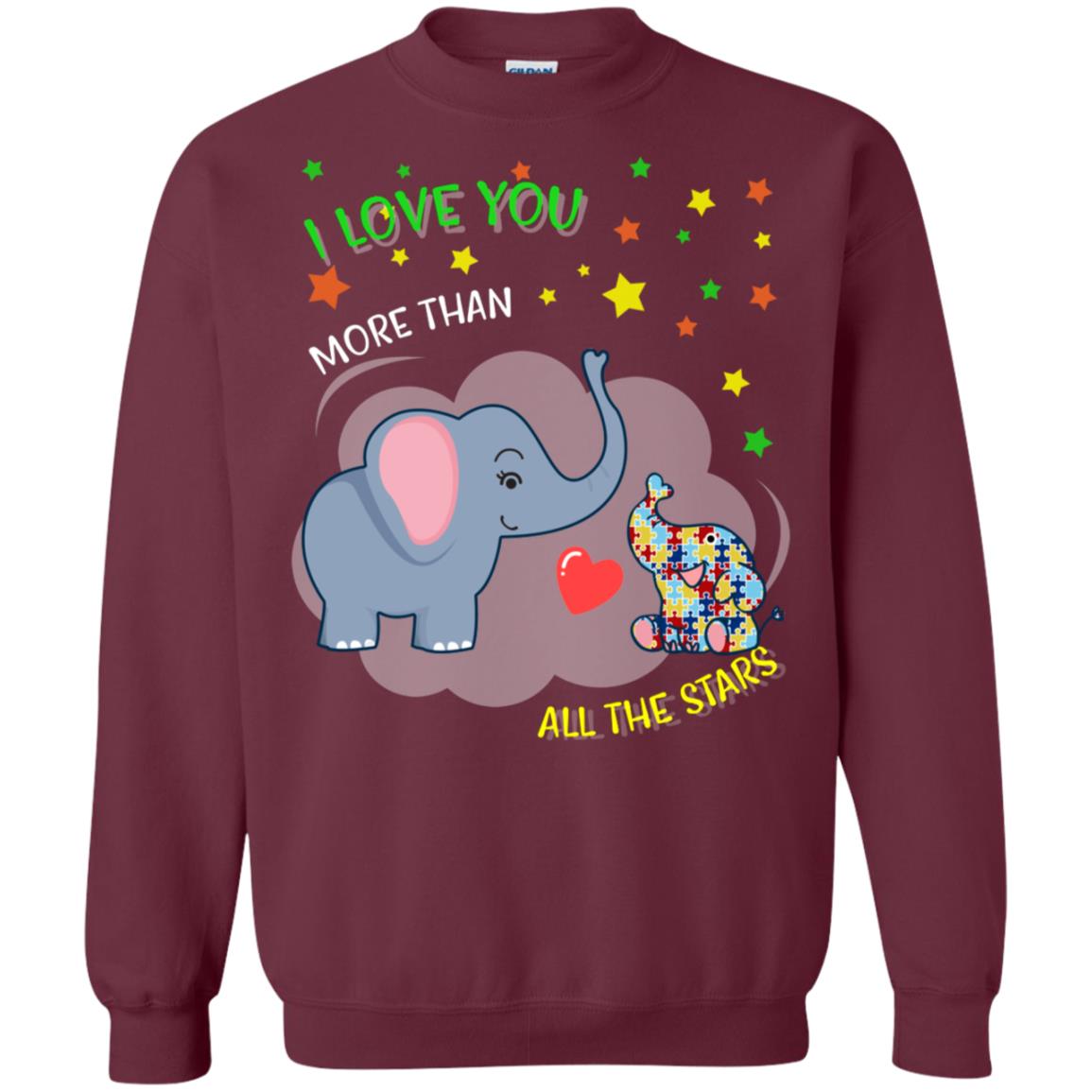 I Love You Morethan All The Stars Autism Awareness Shirt Maroon