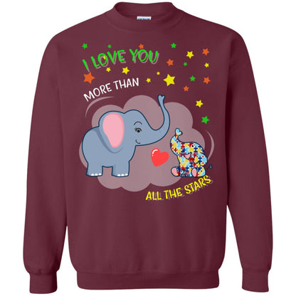 I Love You Morethan All The Stars Autism Awareness Shirt Maroon