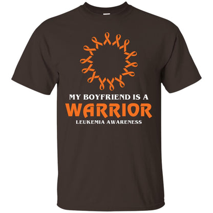 My Boyfriend Is A Warrior Leukemia Awareness T-shirt Dark Chocolate