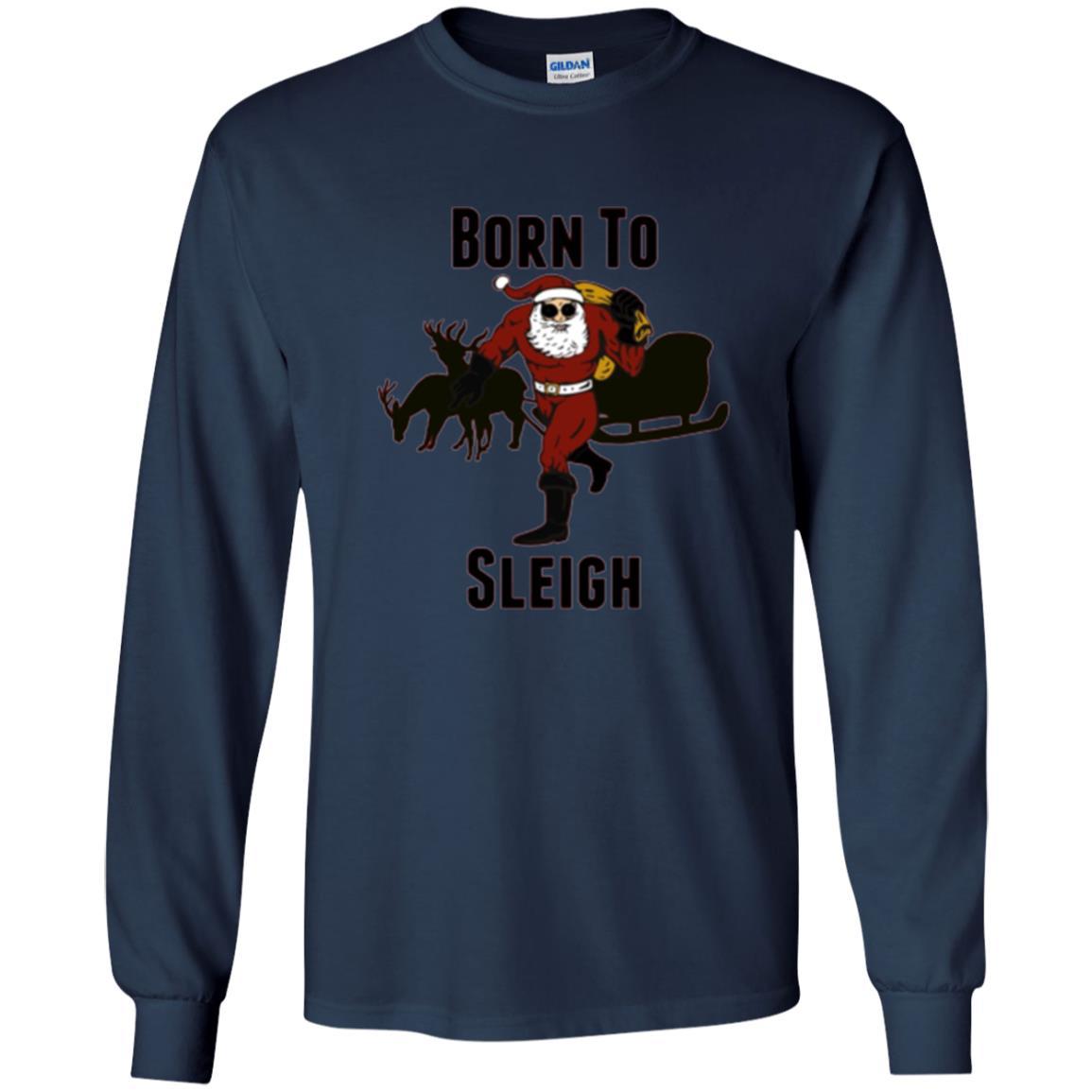 Christmas T-shirt Born To Sleigh T-shirt Navy