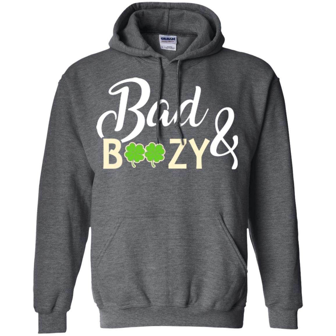 Saint Patrick's Day T-shirt Bad And Boozy Shamrock Dark Heather