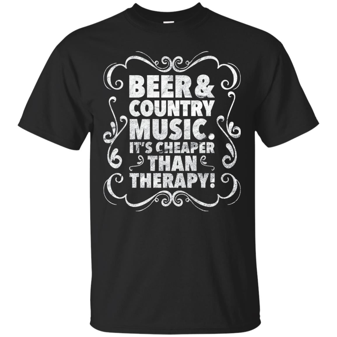 Beer Andcountry Music Its Cheaper Than Therapy Shirt Black