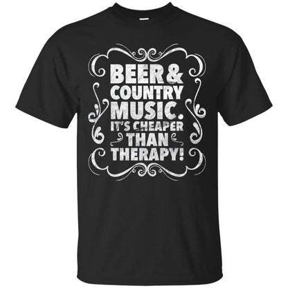 Beer Andcountry Music Its Cheaper Than Therapy Shirt Black