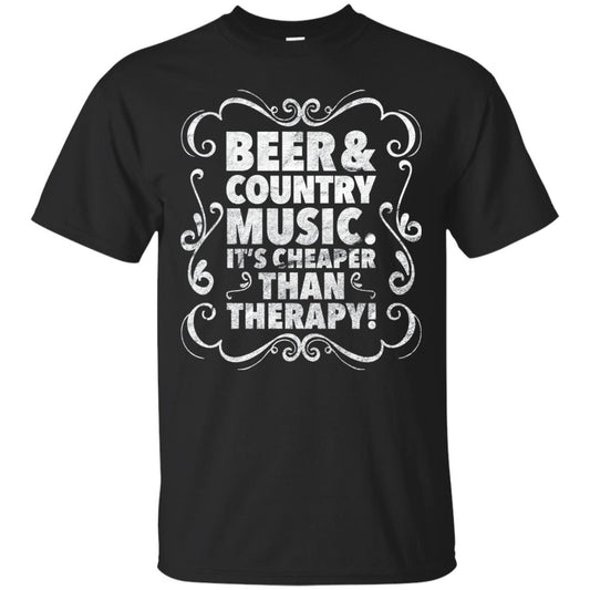 Beer Andcountry Music Its Cheaper Than Therapy Shirt Black
