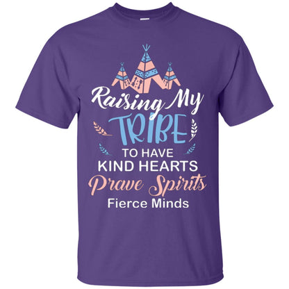 Mommy T-shirt Raising My Tribe To Have Kind Hearts Purple