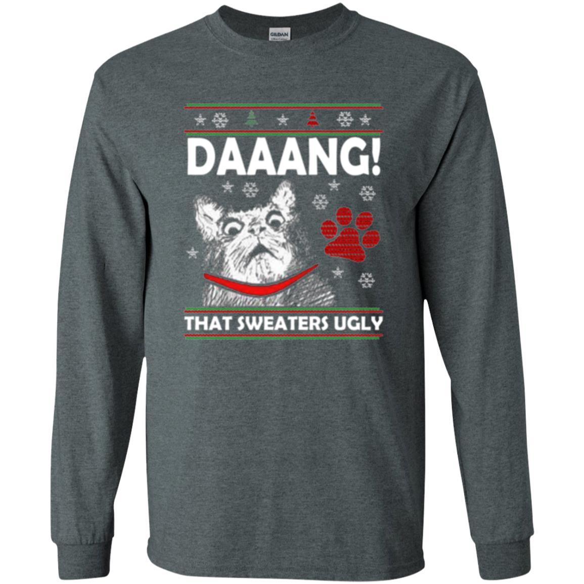 Christmas Cat T-shirt Daaang That Sweaters Ugly Dark Heather