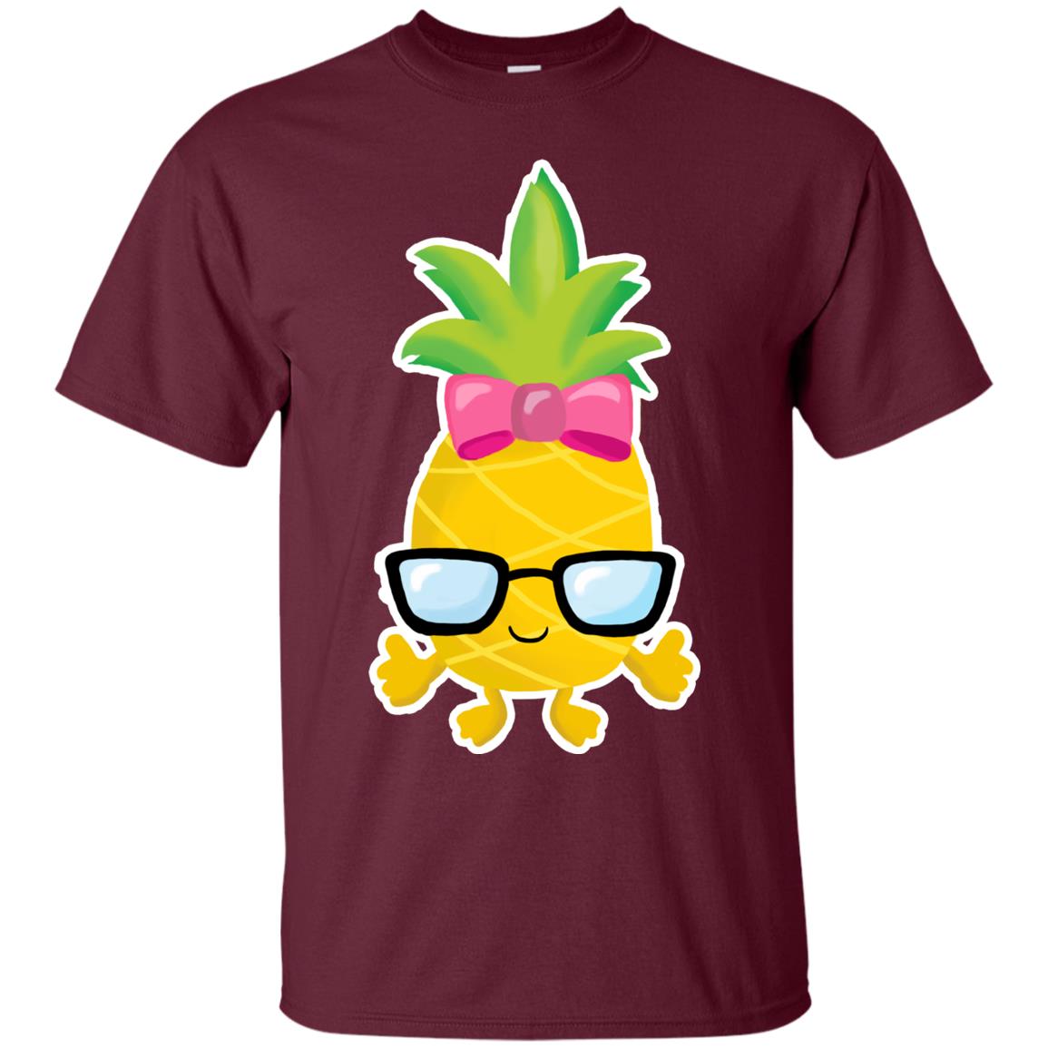 Funny Pineapple With Glasses For Girls Womens Shirt Maroon