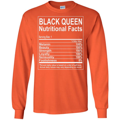 Black Queen Nutritional Facts T-shirt Self Love Orange