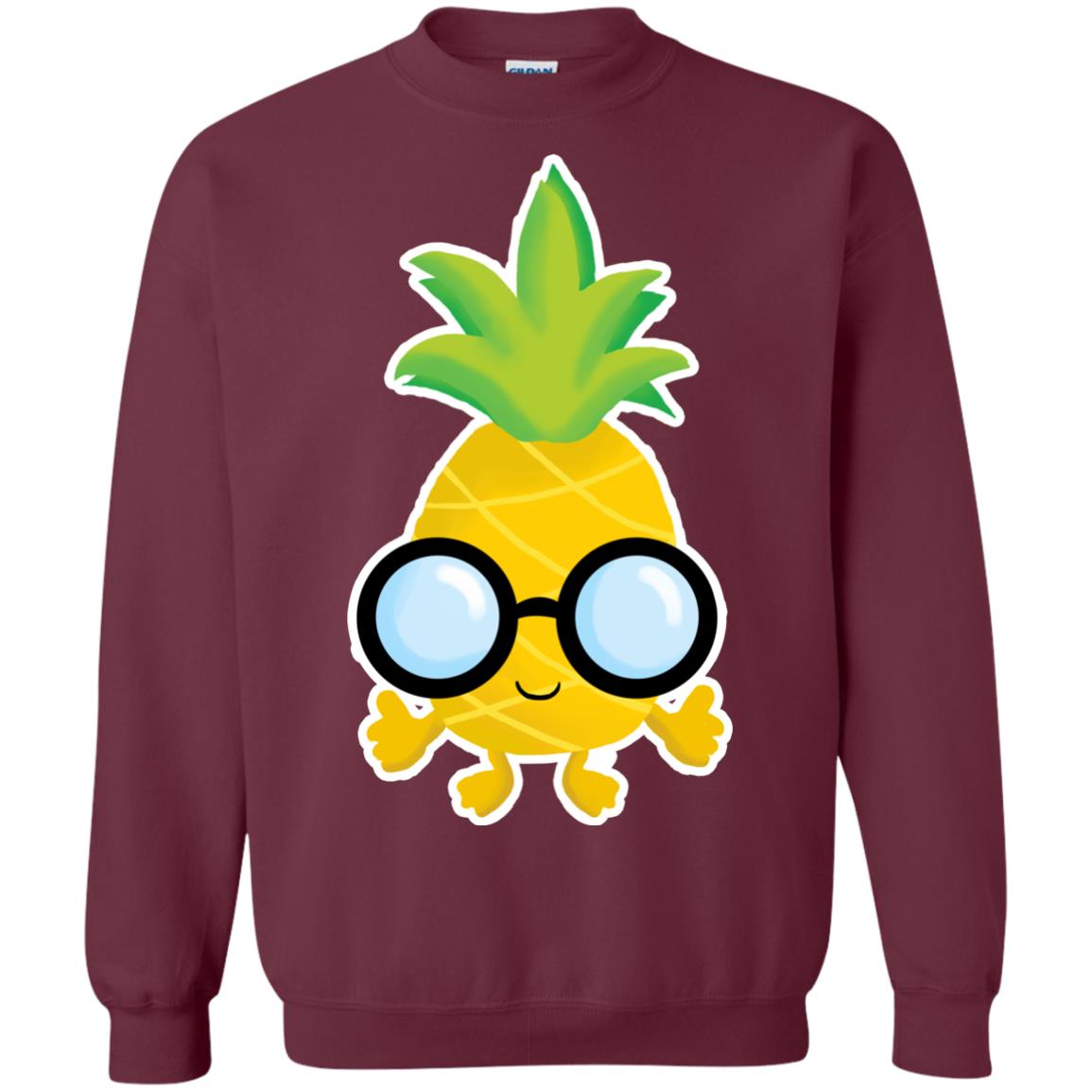 Funny Pineapple With Glasses For Boys Mens Shirt Maroon