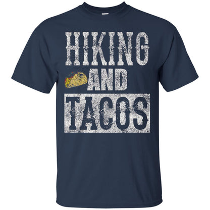 Hiking And Tacos Funny Taco Distressed T-shirt Navy