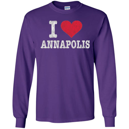 Distressed Retro I Love Annapolis T-shirt Purple