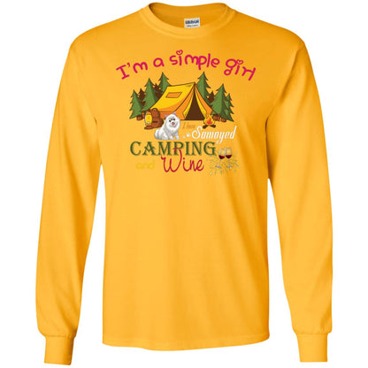 I’m A Simple Girl I Love Samoyed Camping And Wine Shirt Gold